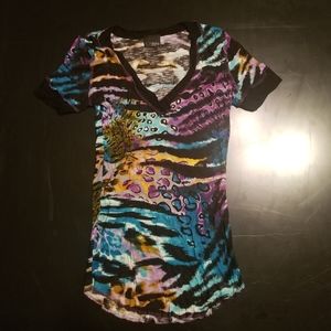 Edgy Animal Print V neck shirt